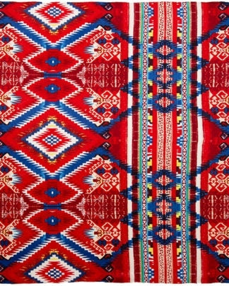 CLSCRFAZTEC--Rd/Blue Scarf Silk Aztec - 34"
