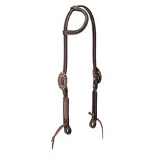TK45-0127 Headstall Sliding Ear Dark Oil Beaded