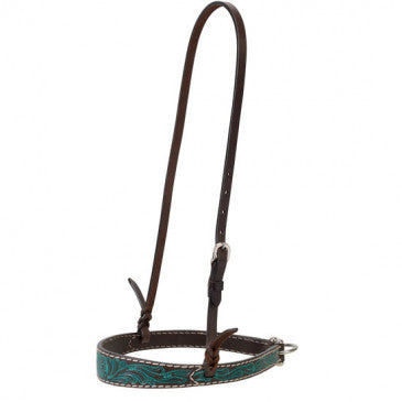 TK45-0223 Noseband  - Carved Turq Flower