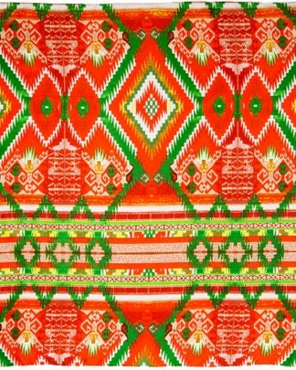 CLSCRFAZTEC--OrngGrn Scarf Silk Aztec - 34"