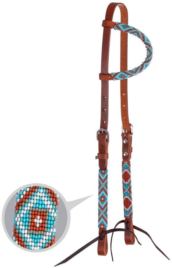 TKX0213-3069 Circle Y - Headstall - BL/BRN/WHT Beaded - One Ear
