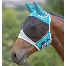 TKACC140-COB-Teal Fly Mask Fine Mesh w/Ears