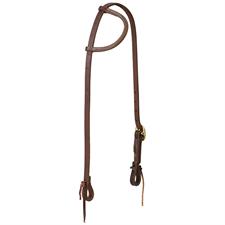 TK10-0721 Headstall Sliding Ear Brass Buckle Leather Ties