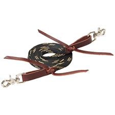 TK35-2084--Blk Tan Reins Roping Waxed Nylon 5/8"