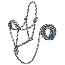 TK35-7820-Average-Blu/Tan Halter Braided Rope w/Lead