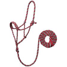 TK35-7820-Average-Rd/Gry Halter Braided Rope w/Lead