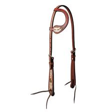 TK45003-01-01 Headstall Turqiouse Cross Coco Feather 5/8" Sliding Ear