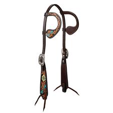 TK45000-01-05 Headstall Turquoise Cross Navajo Arrow 5/8" Double Ear