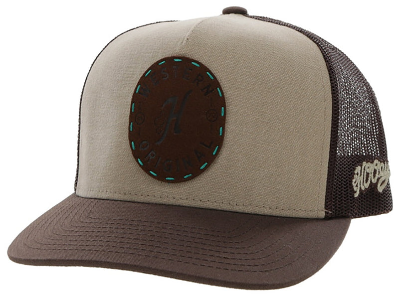 CL2114T-OSFA-BLBR Cap- Hooey "Spur" 5- Panel Trucker w/ Brown Leather Patch