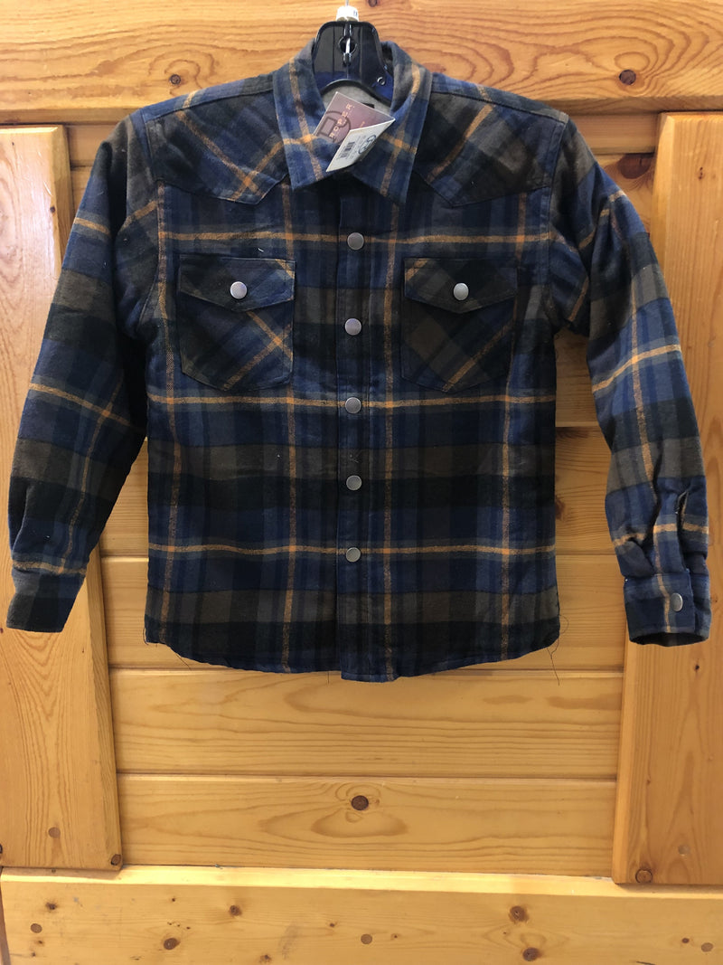 CL03-397-0119-1693-M-MutliClr Boys Roper Sherpa Lined Flannel Shirt w/Snaps