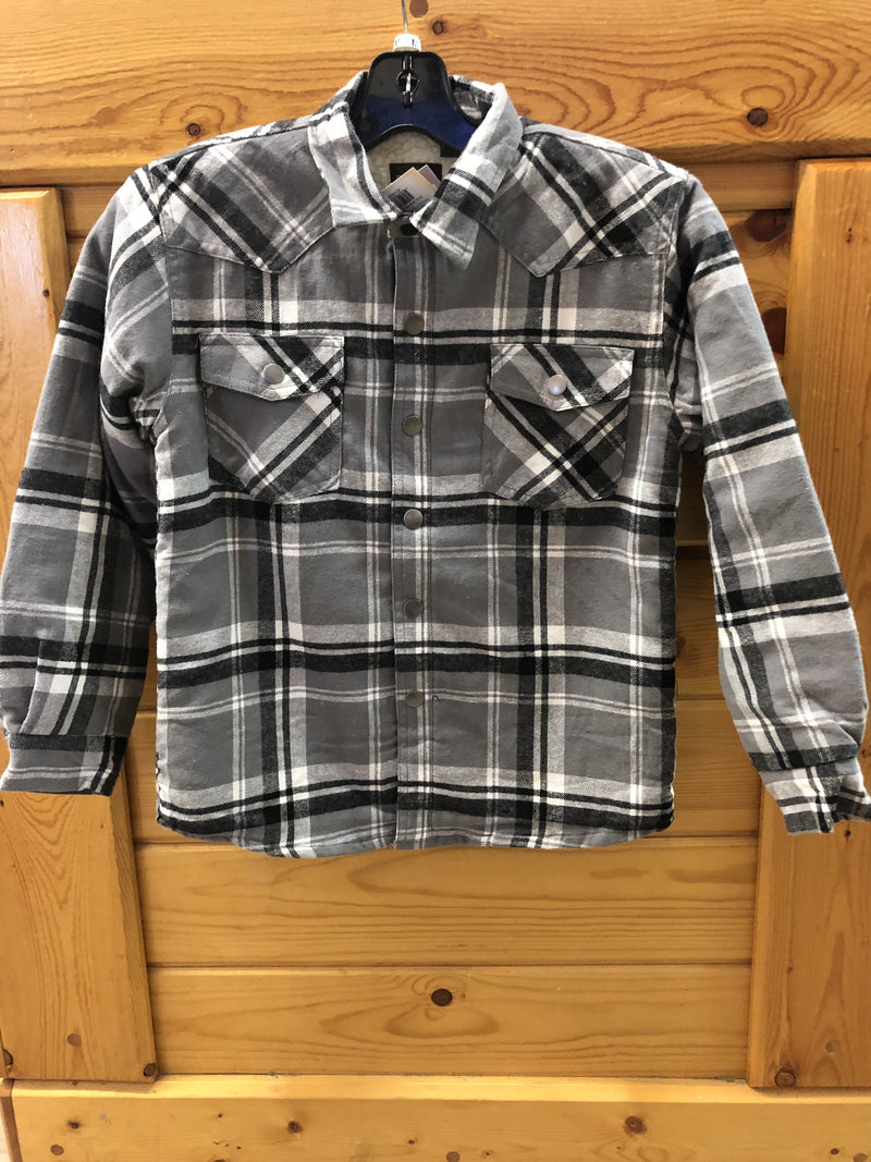 CL03-397-0119-1693-M-MutliClr Boys Roper Sherpa Lined Flannel Shirt w/Snaps