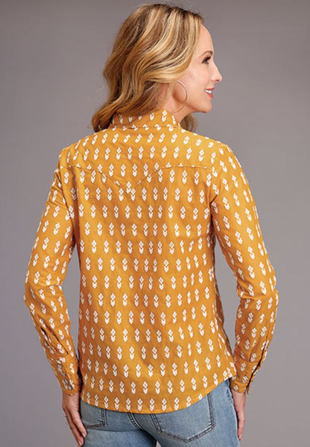 CL11-050-0590-0409 Yellow Womens L/S Shirt- Aztec Stetson