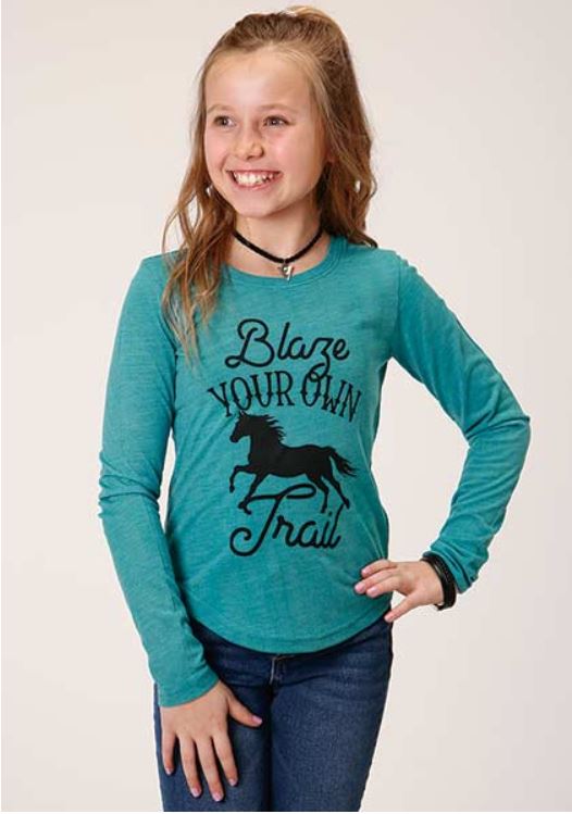 CL03-009-0513-0183 Girls Roper L/S Shirt "Blaze Your Own Trail"