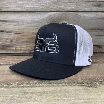 CLCAP2-O/S-Blk/Wht Baredown Cap- Flat