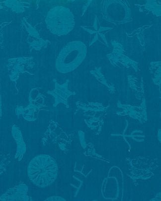 CLSCRFLOGO--Aqua Scarf 100% Silk Cowboy Logo