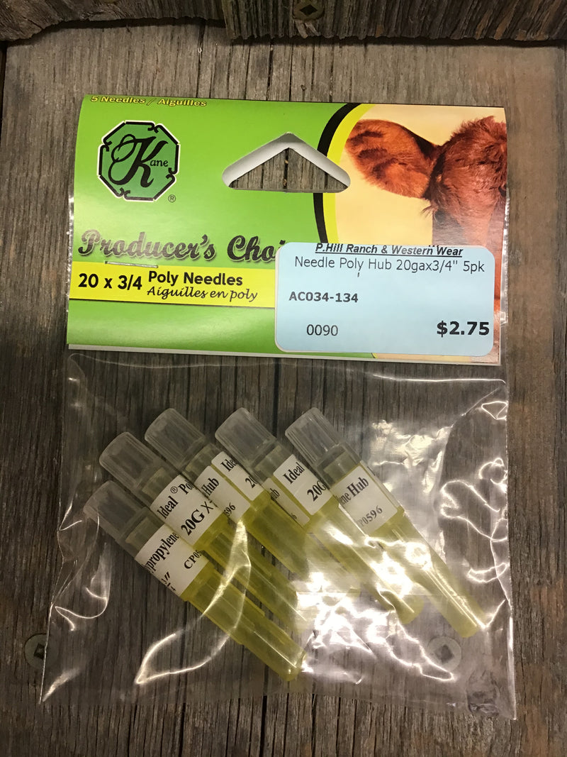 AC034-134 Needle Poly Hub 20 gax3/4" 5/pkg