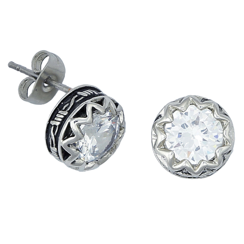 BGER1307CZ Earring Silver CZ & Barb Wire Post