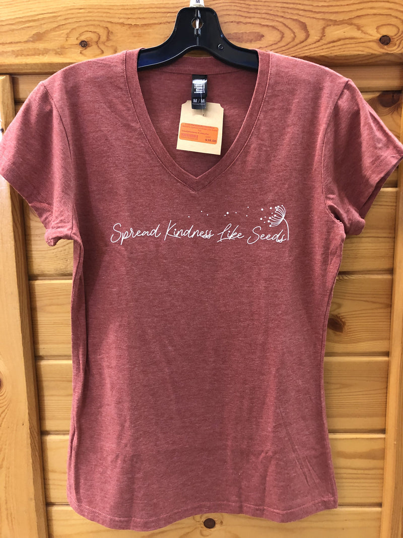 CLLadyKindness-XL-HtherChl Womens Spread Kindness Like Seeds Tee