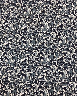 CLSCRFCALICO--NvyGry Scarf Silk Calico - 34"