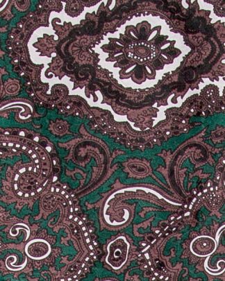 CLSCRFPAIS--GrnChoco Scarf Silk Cowboy Paisley - 34"