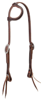 TK10-0671 Headstall Sliding Ear "Plain White Stitch"