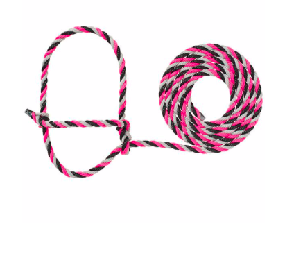 AC35-7900--H47 Halter Rope Cattle - Pink/Black/Grey
