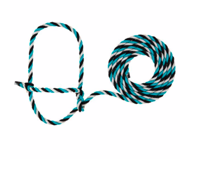 AC35-7900--H48 Halter Rope Cattle - Teal/Black/Grey