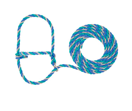 AC35-7910--H49 Halter Breaking Poly Rope - Blue / Teal / Grey