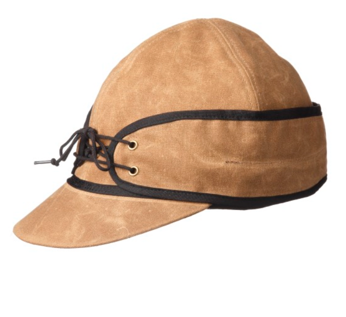 CL1-1708425-2XL-Khaki Cap Winter Railroad Lace Front Waxed Cotton - Quilt Lined