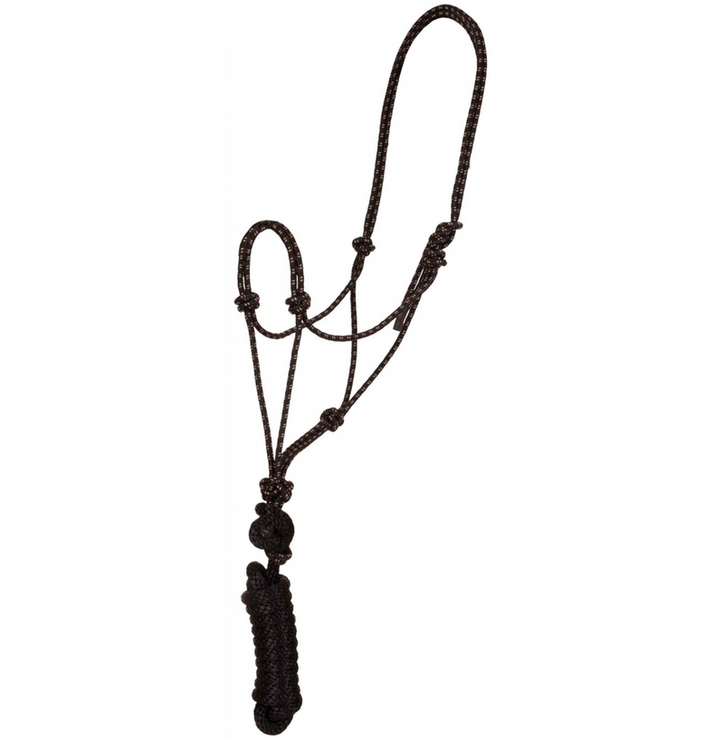 TK292984--Blk/Tan Halter Diamond Braided 1/4" Poly Rope w/7' Lead