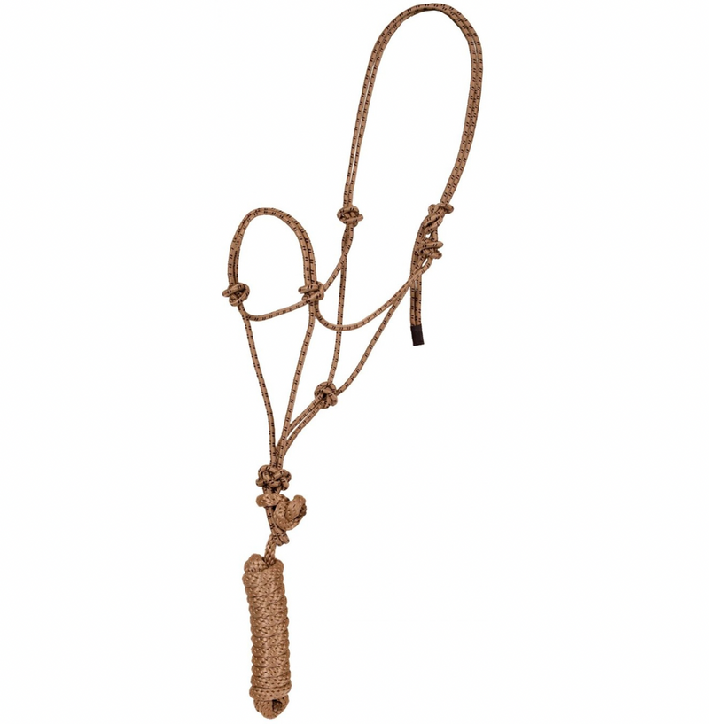 TK292984--Brn/Tan Halter Diamond Braided 1/4" Poly Rope w/7' Lead