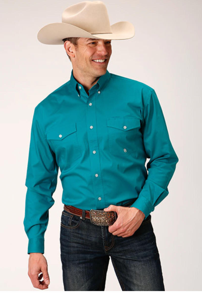 CL03-001-0365-2025 Mens L/S Shirt Roper Solid Poplin Stretch