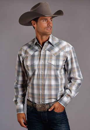 CL11-001-0579-5005 Mens L/S Shirt Stetson Gold Dust Dobby