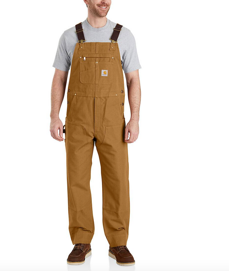 CL102776CarharttBrn-36-32 Overalls Duck Bib Relaxed Fit - UNLINED