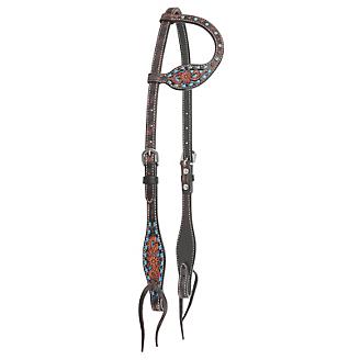 TK1006-17 Circle Y - Headstall - Bronco Blue Texas Flower