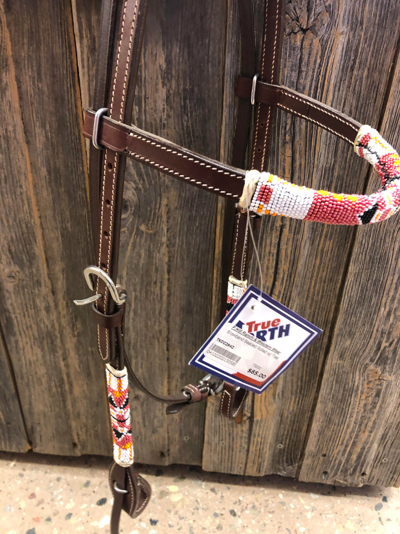 TKDZ2942 Browband Beaded Rolled w/ Ties
