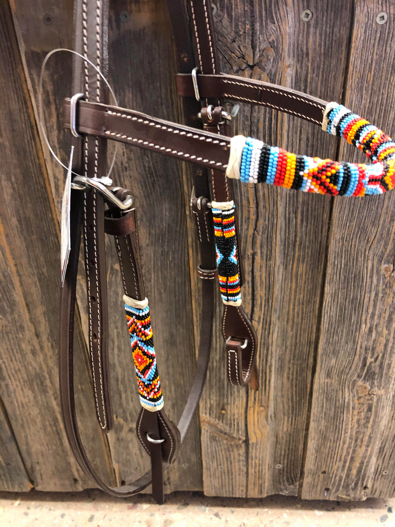 TKDZ2942 Browband Beaded Rolled w/ Ties