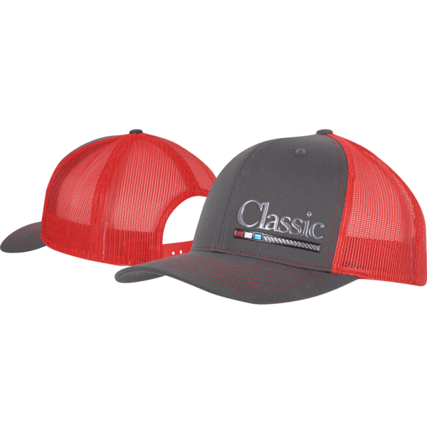 CLCR/CAPCR--Red/Gry Ball Cap Classic Snap Back Poly Press Logo