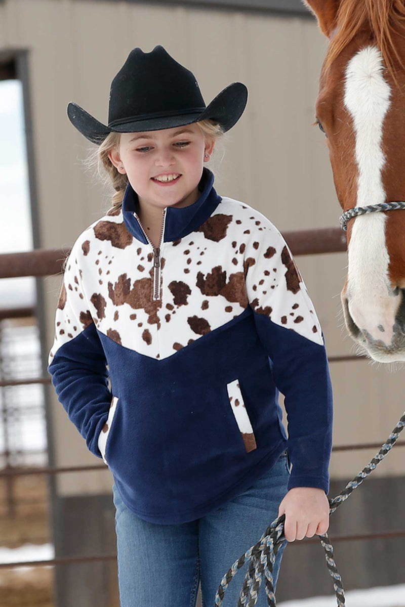 CLCWK8760001 Cruel Girl - Girls 1/4 Zip Hoodie Cow Print
