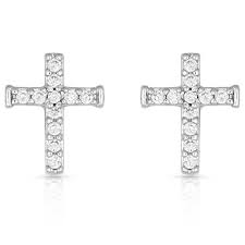BGER1510 Earrings - CZ Small Cross