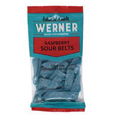 BGWE80153 Werner Candy - Sour Raspberry Belts- 75g