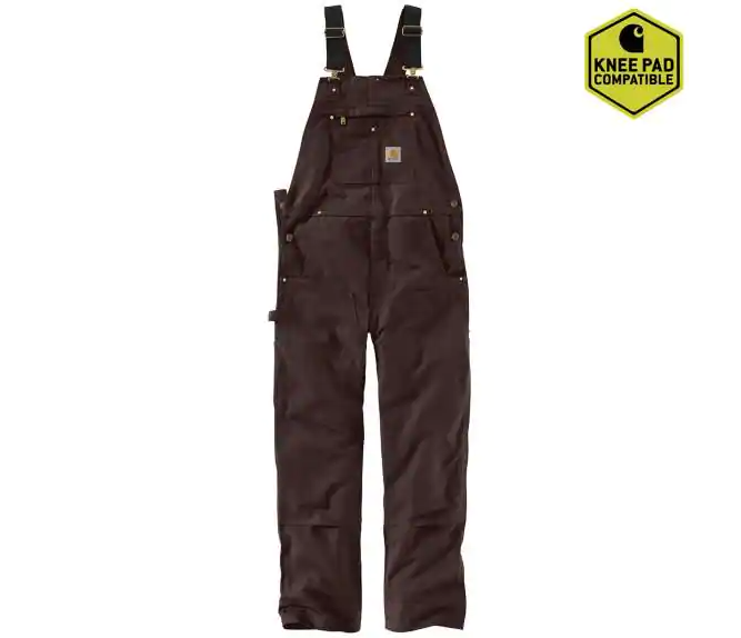 CL102776DKBRN-48-32 Overalls Duck Bib Relaxed Fit Dark Brown