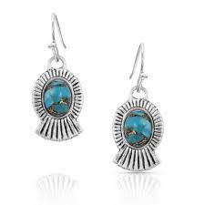 BGER4982 Earrings - Cloudless Sky Squash Blossom - Turq