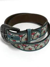 CLA1531433 Belt Ladies Ariat- Skull Flower