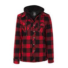 CLPF415-S-Red Blk Jacket Plaid with Lining & Hood