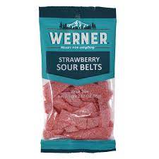 BGWE80140 Werner Candy - Strawberry Sour Belts - 75g