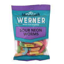 BGWE80033 Werner Candy - Sour Neon Worms- 184g
