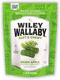 BGLIQUORICE7.5OZ--GrnApple Licorice Wiley Wallaby