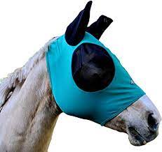 TK6679-Full-Teal Fly Mask w/Ears Lycra