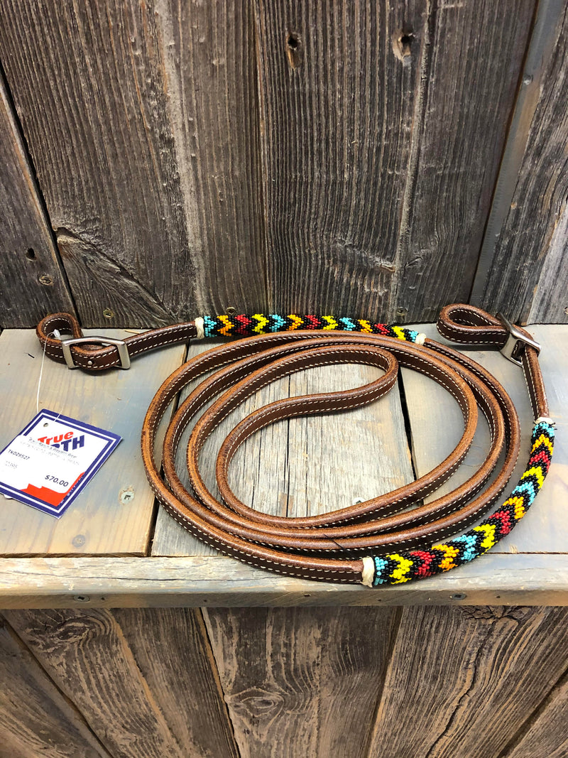 TKDZ9527 Reins Roping Leather w/Beads
